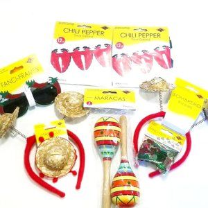 MEXICAN FIESTA~ Maracas Glasses Garland Confetti Sombrero + More~ CINCO DE MAYO!